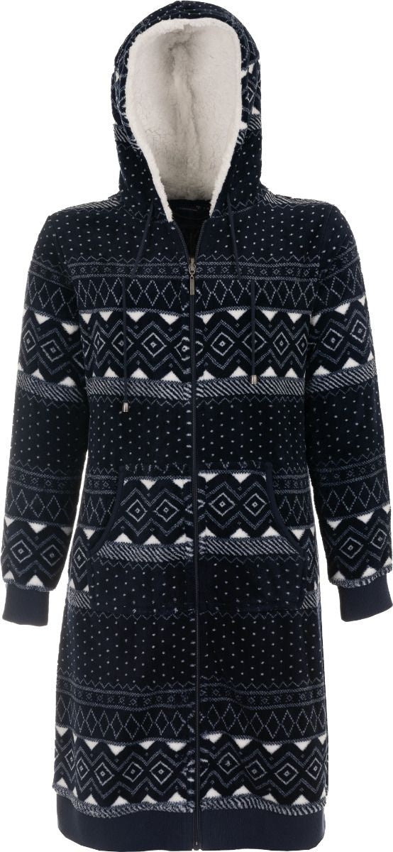 Noorse rits damesbadjas capuchon - fleece