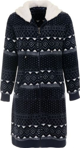 Noorse rits damesbadjas capuchon - fleece