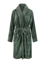Olijfgroene fleece badjas – warm, stijlvol & unisex comfor