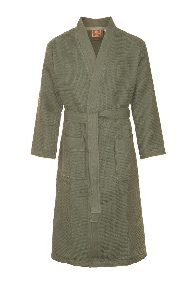 Olijfgroene katoenen kimono badjas van Badrock – unisex model