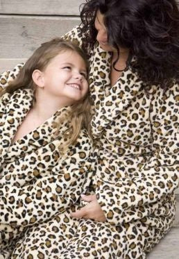 Kinderbadjas panter zacht fleece