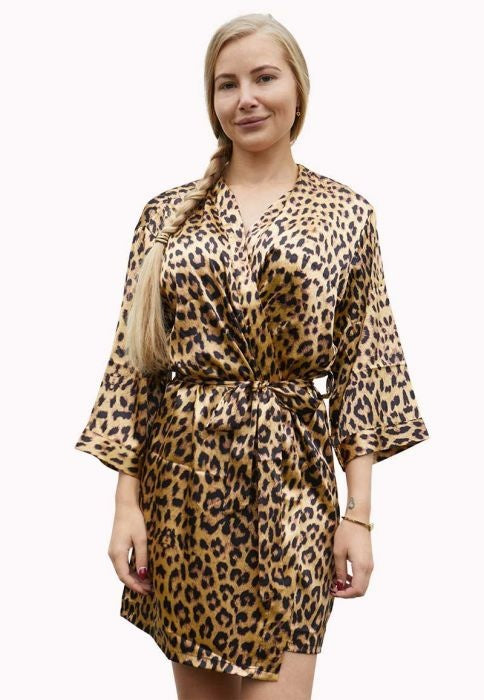 Satijnen dames kimono panter