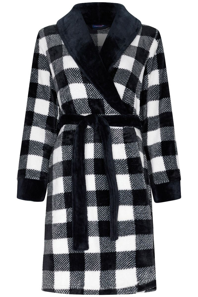 Pastunette damesbadjas ruit - fleece