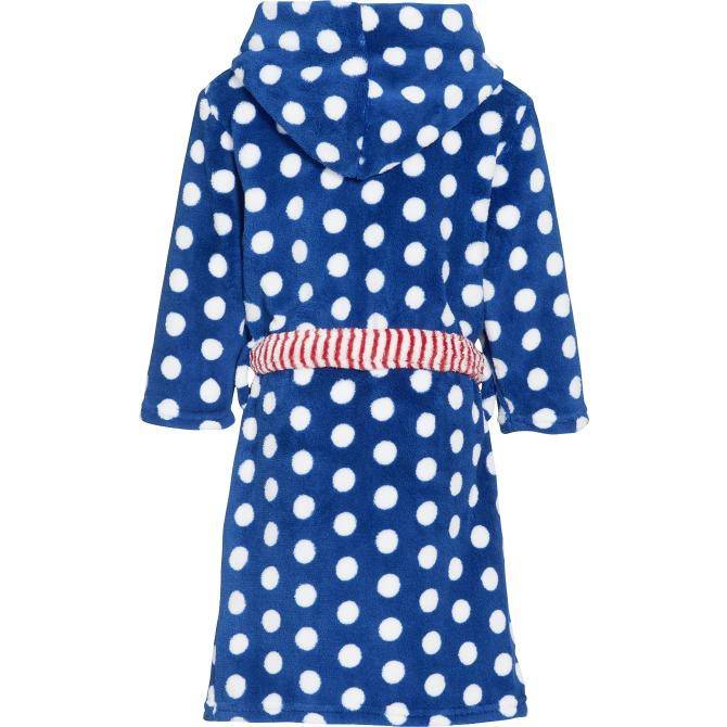 badjas kind Stippen Zeepaard blauw fleece met capuchon