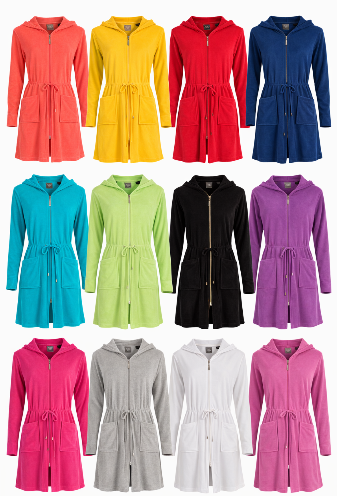 Badjas dames lila - met rits en capuchon