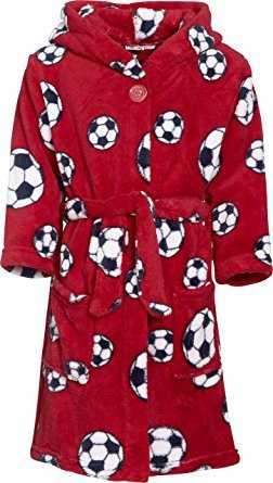 badjas kind Voetbal rood fleece met capuchon