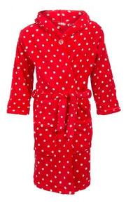 badjas kind Stippen rood fleece met capuchon