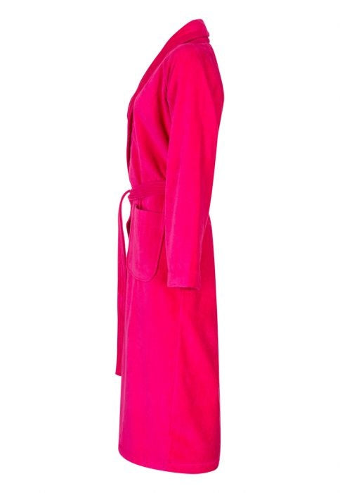 Donker roze velours badjas unisex met naam borduren