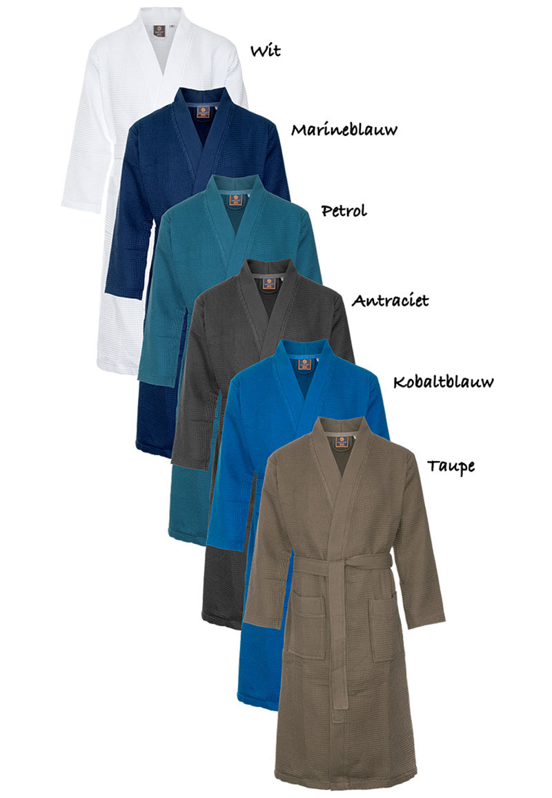 Taupekleurige katoenen kimono badjas van Badrock – unisex model