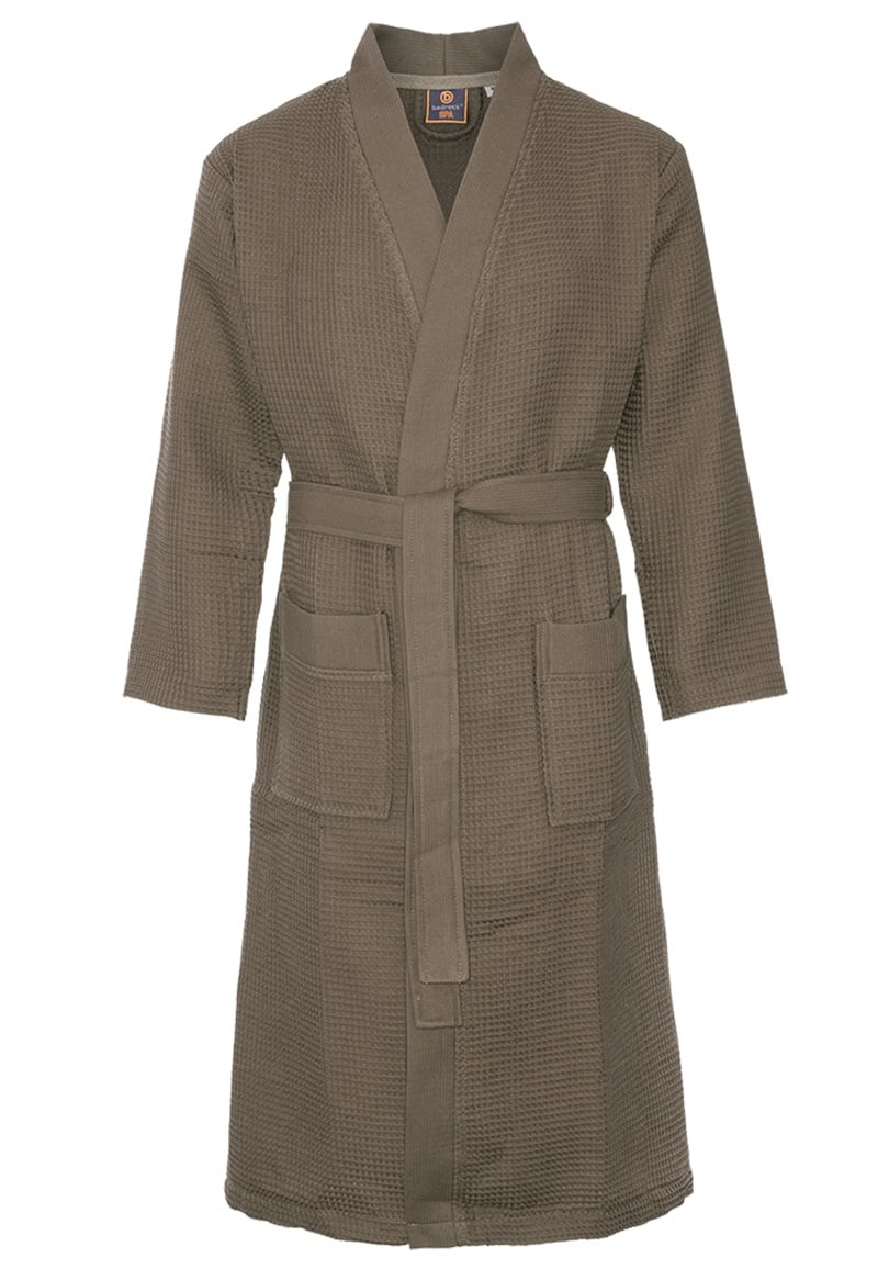 Taupekleurige katoenen kimono badjas van Badrock – unisex model