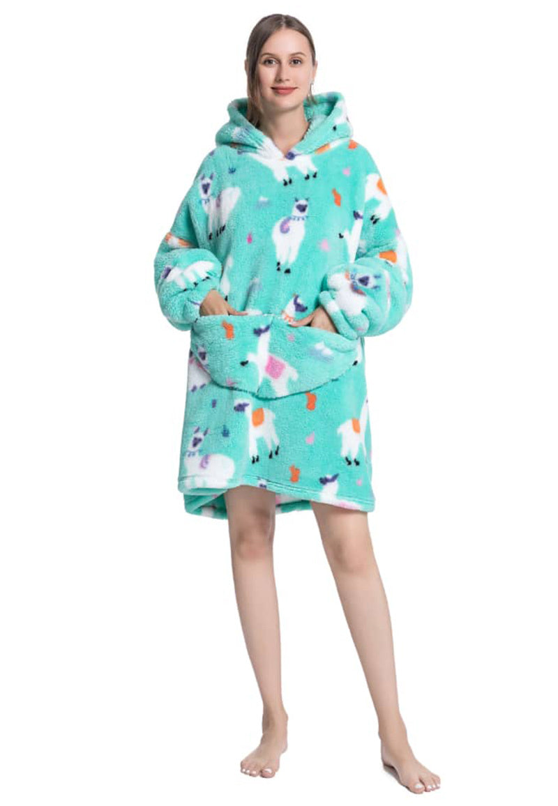 Fleece deken met capuchon - alpaca's
