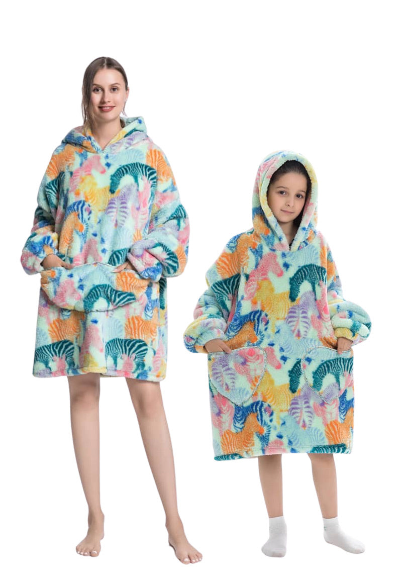 Fleece deken met capuchon - zebra's