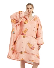 Fleece deken met mouwen & capuchon - ijsjes