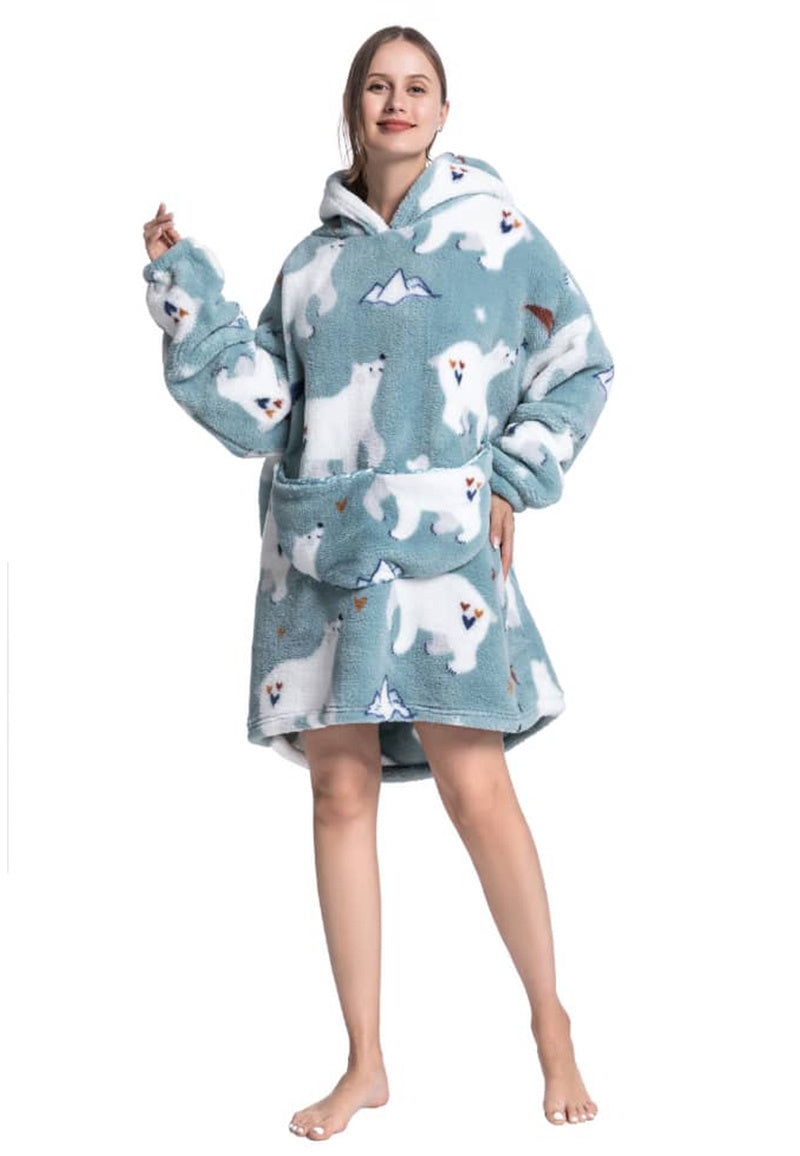 Fleece deken met capuchon - ijsberen