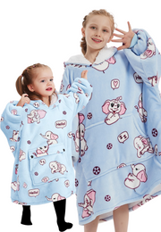 Fleece deken met mouwen & capuchon - kind - olifanten