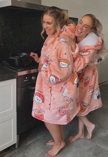 Sushi damesbadjas met luxe voering - fleece
