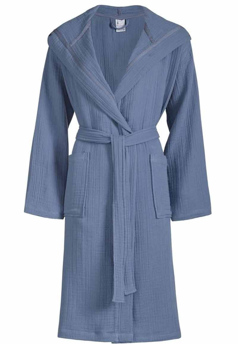 unisex badjas biologisch katoen - denimblauw