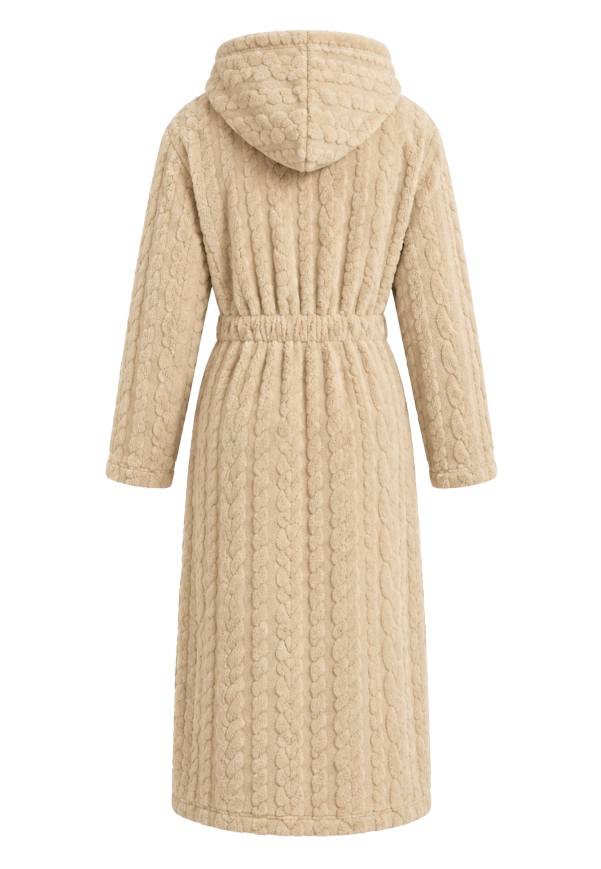 Charlie Choe beige teddy badjas met capuchon en tweewegrits
