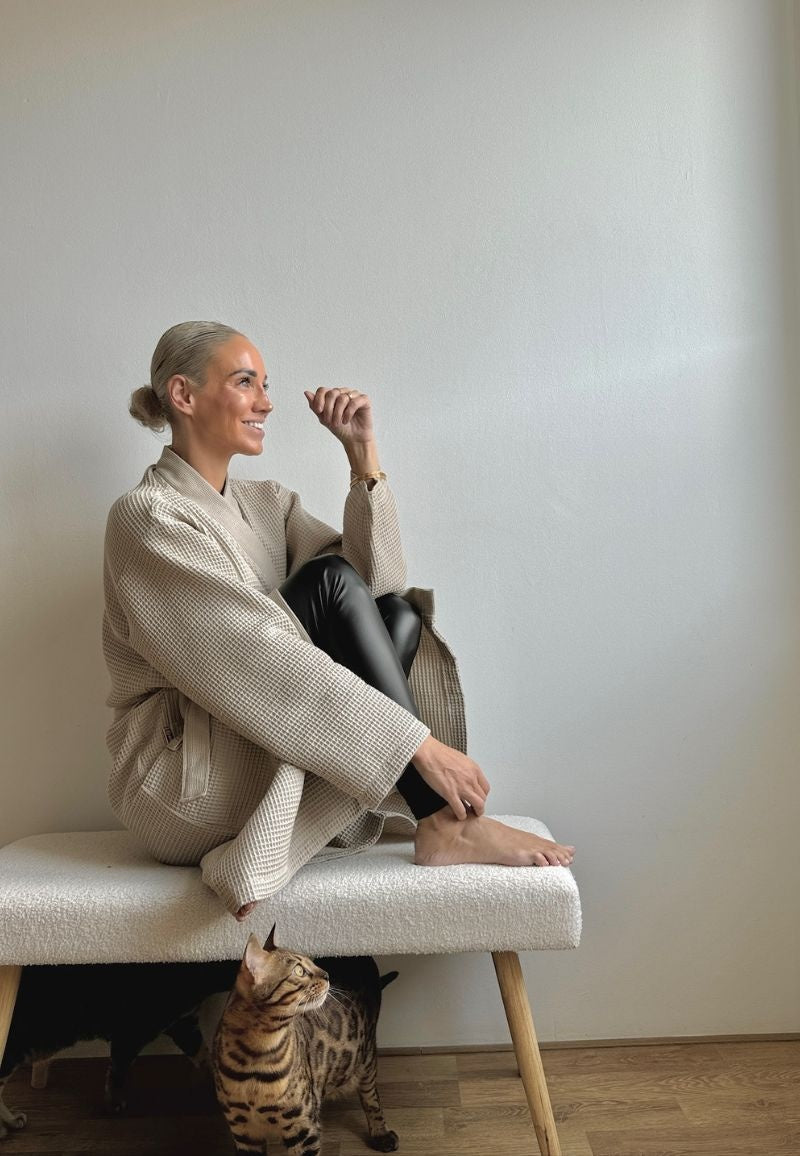 Beige katoenen kimono badjas van Badrock – unisex model