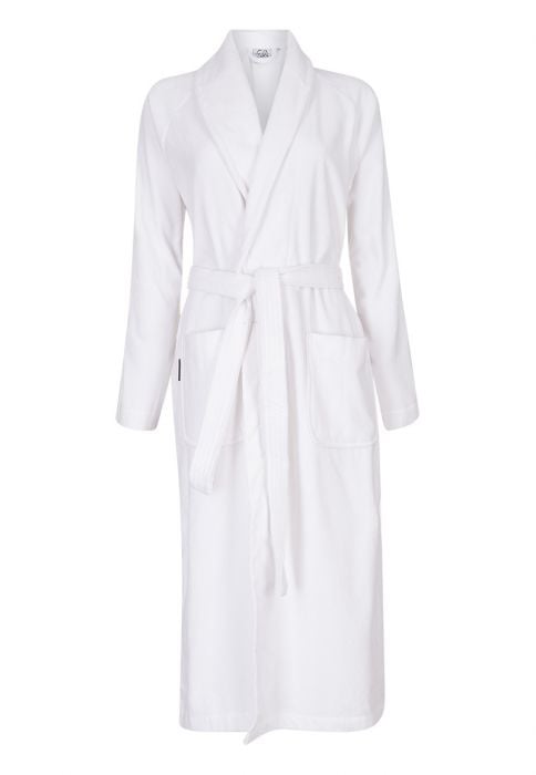 Witte velours badjas unisex met naam borduren