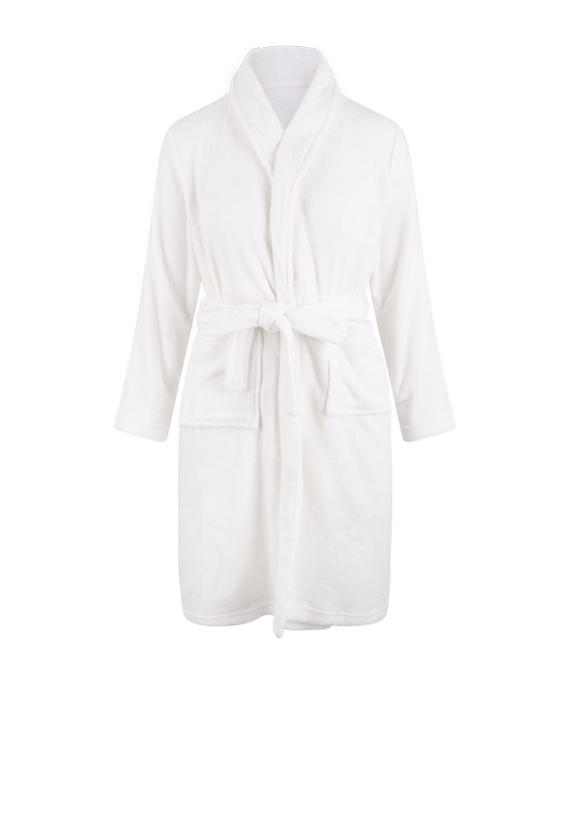 Witte fleece kinderbadjas met naam borduren
