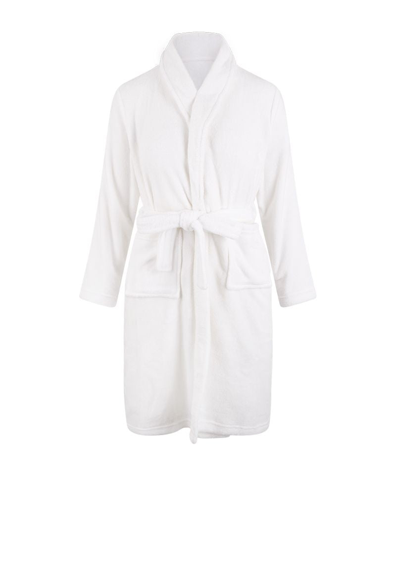 Witte fleece kinderbadjas met naam borduren