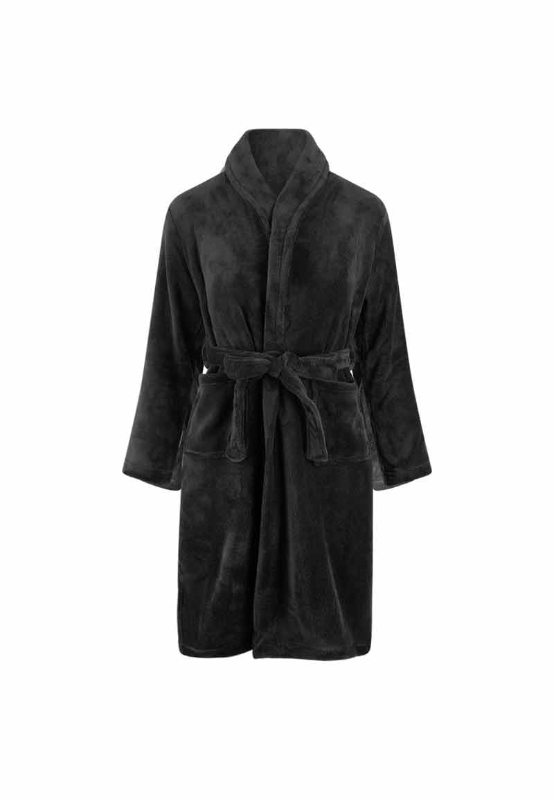 zwarte fleece kinderbadjas met naam borduren