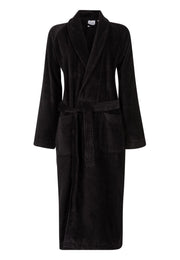 Zwarte velours badjas unisex met naam borduren